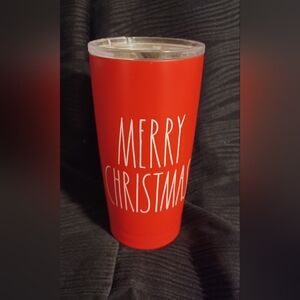 Rae Dunn "Merry Christmas" red 17oz stainless steel travel cup (102124B)